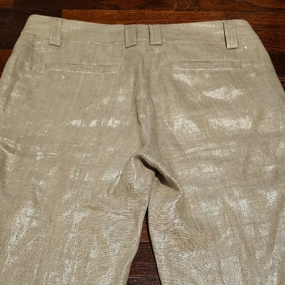 J. Crew City Fit 100% Linen Shiny Metallic Beige Bermuda Shorts Tailored Fit - Picture 7 of 9